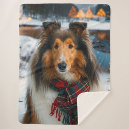 Collie Holiday  Sherpa Blanket Sherpadecke