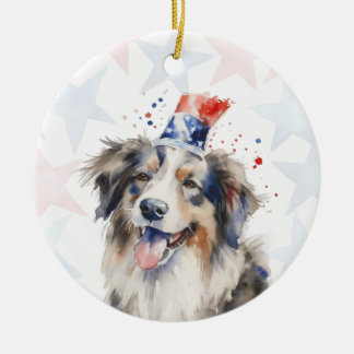 Collie Hund, 4. Juli Personalisiert Keramik Ornament