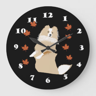 Collie Hund, Herbstleber Große Wanduhr