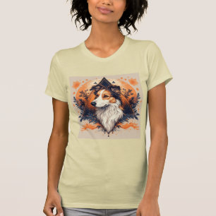 Collie-Hund mit lebendigem geometrischem Hintergru T-Shirt