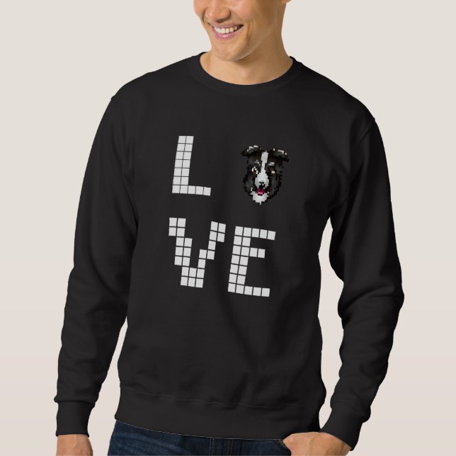 Collie Hund Pixelkunst Sweatshirt (Vorderseite)