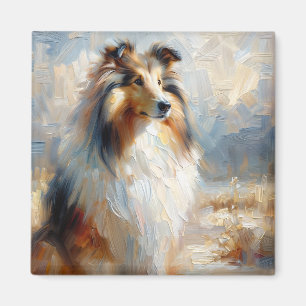 Collie-Hund - Treuer Blick Malerei Magnet