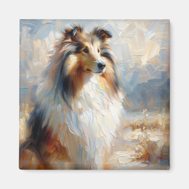 Collie-Hund - Treuer Blick Malerei Magnet (Vorne)