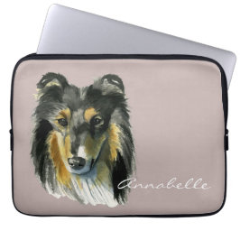 Collie-HundeAquarell-Illustration Laptopschutzhülle