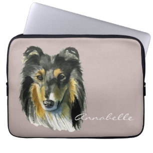 Collie-HundeAquarell-Illustration Laptopschutzhülle