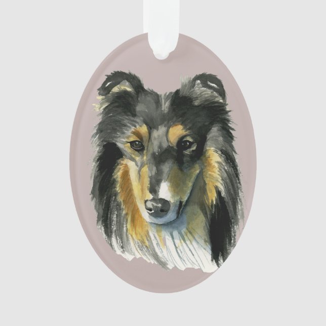 Collie-HundeAquarell-Illustration Ornament (Vorderseite)