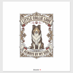 Collie-Hundefan-Shirt mit Vintage-Gravur-Zitat Aufkleber