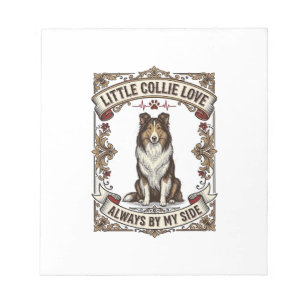 Collie-Hundefan-Shirt mit Vintage-Gravur-Zitat Notizblock