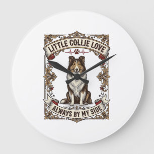 Collie-Hundefan-Shirt mit Vintage-Spruch Gravur Große Wanduhr