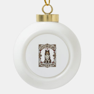 Collie-Hundefan-Shirt mit Vintage-Spruch Gravur Keramik Kugel-Ornament