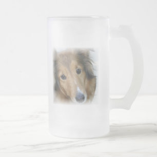 Collie-Hundemattierte Bier-Tasse Mattglas Bierglas
