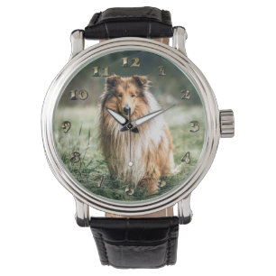 Collie im rauen Grassland Armbanduhr