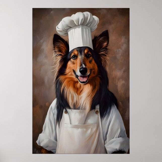 Collie In Chefs Hat Poster, Pet Poster, Collie In Poster (Vorne)