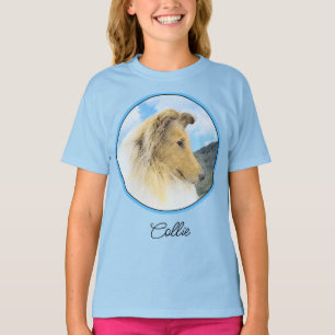 Collie in Mountains (Rough) Malerei - Hunde Art T- T-Shirt