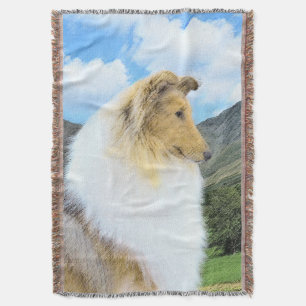 Collie in Mountains (Rough) Malerei - Hunde Kunst Decke