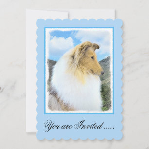 Collie in Mountains (Rough) Malerei - Hunde Kunst Einladung