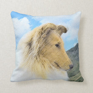 Collie in Mountains (Rough) Malerei - Hunde Kunst Kissen