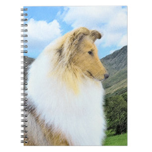 Collie in Mountains (Rough) Malerei - Hunde Kunst Notizblock