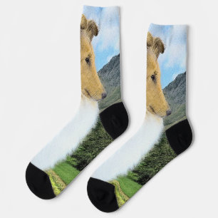 Collie in Mountains (Rough) Malerei - Hunde Kunst Socken