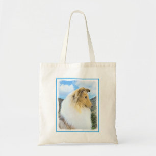 Collie in Mountains (Rough) Malerei - Hunde Kunst Tragetasche