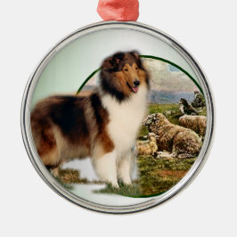 Collie Keeper Silbernes Ornament