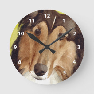 Collie-Kunst Runde Wanduhr