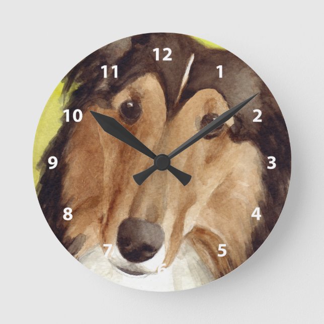 Collie-Kunst Runde Wanduhr (Vorderseite)
