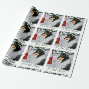 Collie Meets Santa Christmas Geschenkpapier