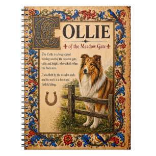 Collie, mittelalterliche Bestiarien-Kunst Notizblock