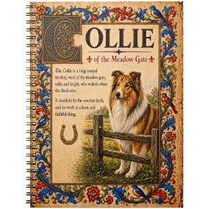 Collie, mittelalterliche Bestiarien-Kunst Notizblock