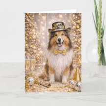 Collie Neujahrskarte -Frohes Neues Jahr Hund