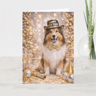 Collie Neujahrskarte -Frohes Neues Jahr Hund Feiertagskarte