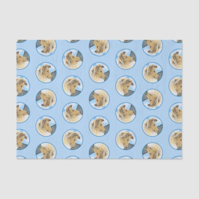 Collie Painting Rough Sable Merle Original Dog Art Seidenpapier (Vorderseite)