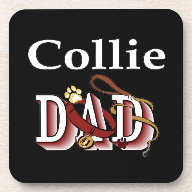Collie Papa darks Getränkeuntersetzer (Vorderseite)