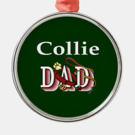 Collie Papa darks Silbernes Ornament