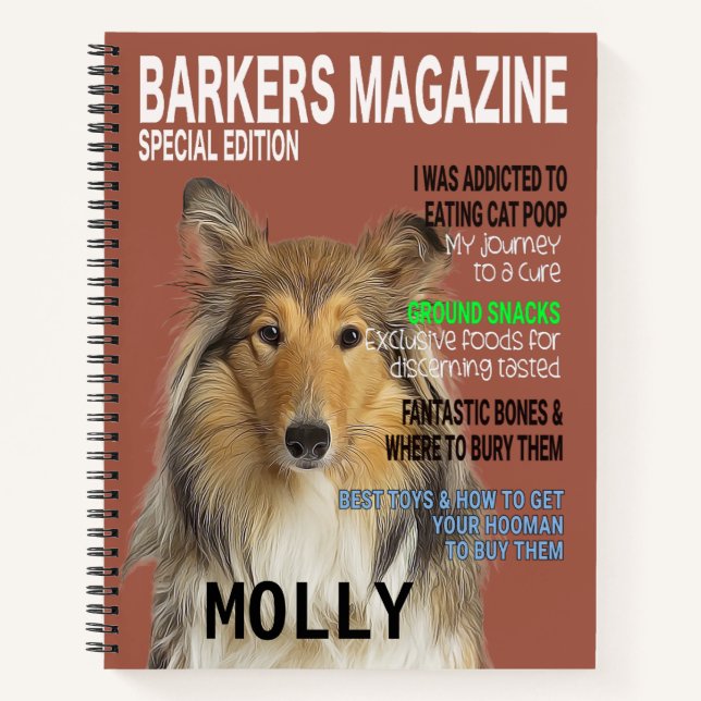 Collie Parody Magazine Cover Notizbuch (Vorderseite)