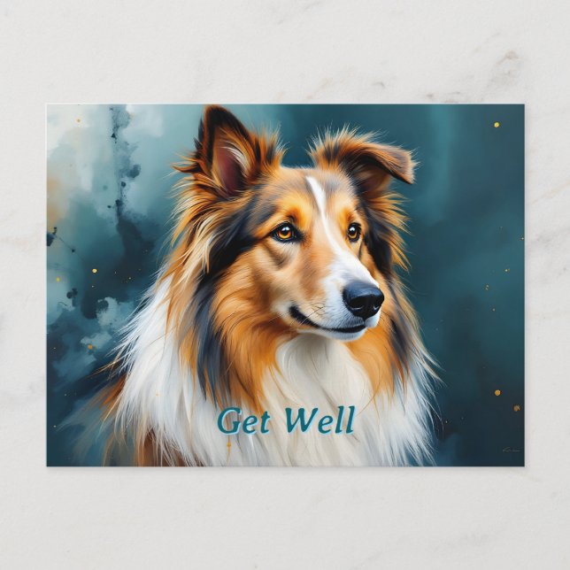 Collie Portrait Get Well Postkarte (Vorderseite)