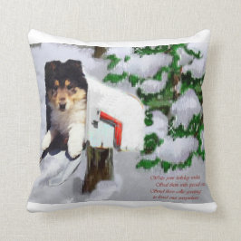 Collie Puppy Christmas Mailbox Kissen