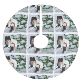 Collie Puppy Christmas Mailbox Polyester Weihnachtsbaumdecke