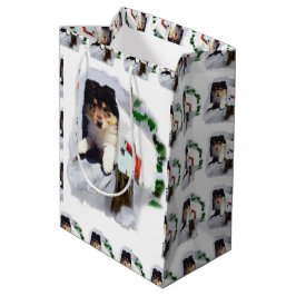 Collie Puppy Christmas Mittlere Geschenktüte