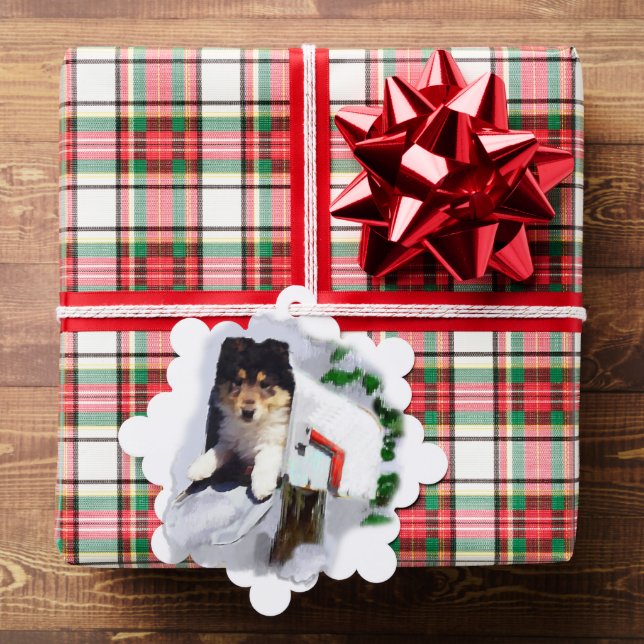 Collie Puppy Christmas Ornament Karte (Insitu (Geschenk))