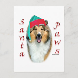 Collie (rau) Santa Paws Feiertagspostkarte
