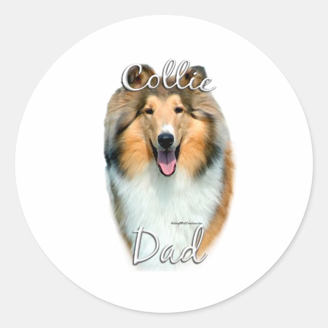 Collie (rau) Vater 2 Runder Aufkleber (Vorderseite)