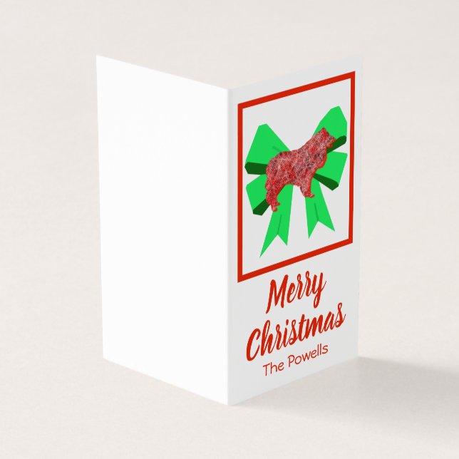 Collie Rough Christmas Dog & Green Bow Small (Vorderseite)