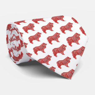 Collie Rough Christmas Dog Silhouette White Neck Krawatte