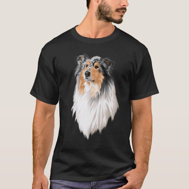 Collie Rough Collie Niedlich Dog Long Hair T-Shirt (Vorderseite)