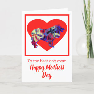 Collie Rough Dog Red Heart Mother Day Card Dankeskarte