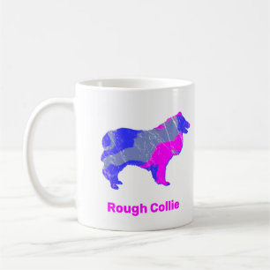 Collie Rough Hund Niedlich Pink Silhouette Weiß Kaffeetasse