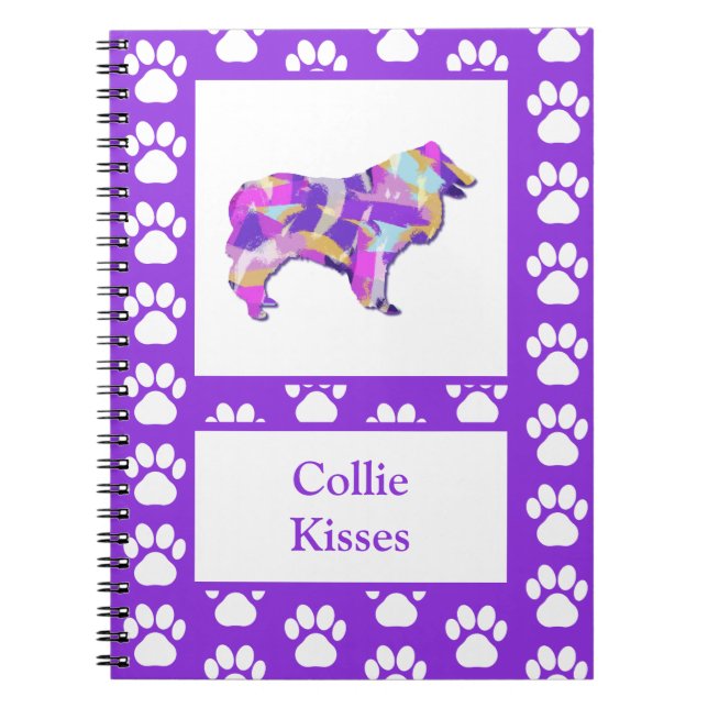 Collie Rough Kisses Dog Silhouette PurplePY&B Notizblock (Vorderseite)