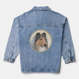 Collie (Rough) Malerei - Niedliche Original Hunde  Jeansjacke